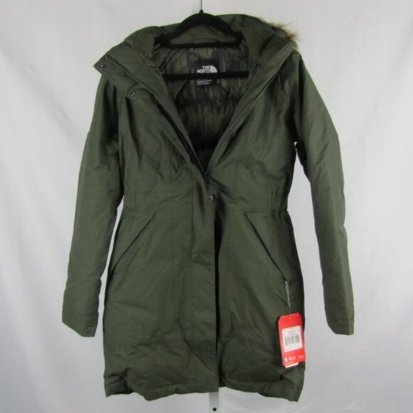 The North Face Dark Green Women's Lg Goose Down Parka With Removable Hood - Picture 2 of 3